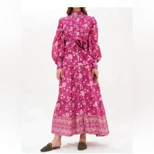Mulberry High Neck Button Maxi Dress